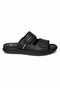 Men's Black Oversized Large Size Velcro Strap Slippers Made of 100% Genuine Leather - 2