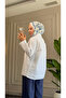 6470 - Stylish Comfortable Skirt and Sleeve Cuff Pattern Detailed Woven Soft Fabric Women's Poplin Shirt - 5