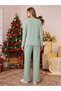 Purple Hello Winter Patterned Women's Plush Pajama Set - 7