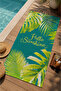 Green Tropical Hello Sunshine Written 70X150 Beach Towel - Digital Printed Bath Towel - 3