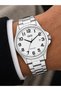 Men's Wristwatch Silver Color with Calendar Casual and Classic Style Japanese Machine with Gift Box