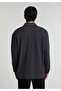 Relaxed Fit Polo Collar Plain Men's Anthracite Long Sleeve T-Shirt - 2