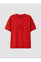 Lcw Modest Red Crew Neck Embroidered 100% Cotton Women's T-Shirt - 5