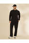 Men Black Plain Bonded Lounge Bottom - 2