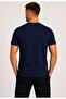 Men's Dark Navy Blue Cotton V-Neck Short Sleeve T-Shirt-D804 - 3
