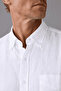 White Regular Fit Linen Shirt - 4