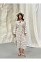 Floral Jacquard Buttoned Belted Shirt Dress 9116 - Plum - 5
