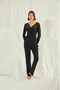 Lace-Trimmed Pajama Set, Women's Long-Sleeved Viscose Pajama Set, Front Buttoned Home Wear, Luxury Home Set - 2