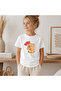 Children's Capybara Send Love Patterned Printed T-Shirt 100% Cotton Single Jersey Fabric - White - 2