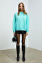 Karius women's organic cotton fleece-lined oversize round neck blue sweatshirt - 6