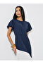 Navy Blue and White Color Block Pleated A-Line Maxi Dress - 3