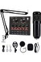 Professional Condenser Microphone Bundle with Live Sound Card for Studio Recording and Broadcasting Black
