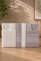Gold 100% Cotton Jacquard 6 Piece Family Bathrobe Set Ecru - Dark Powder