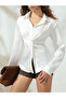 White Twisted Front Long Sleeve Shirt - 5