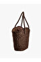 Large Tote Straw Bag with Knitted Textured Handle - 4