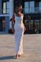 Women's Corset Look Square Neck Back Tie Draped Maxi Dress - 3