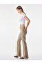 Cotton Slim Fit High Waist Pocketed Buttoned Spanish Flare Pants - Flare Jeans - 3