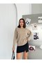 Women's Crew Neck Knitwear Sweater with Side Button Detail, Oversize Relaxed Fit - 5