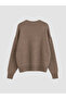 Brown V-Neck Oversize Women's Knitwear Sweater - 6
