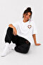 Floral Heart Detailed Oversize Cotton T-Shirt Tracksuit Set - 2