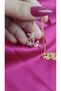 316L Steel Women's Flower Figured Stone Necklace Elegant Flower Design Gold Color Stylish Daily and Special Occasion Jewelry - 5