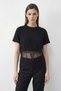 Women's Crew Neck Lace Detailed Comfortable Fit T-Shirt Black - 3