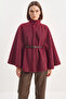 Women's Belted Cashmere Araboy Poncho Claret Red - 7