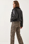 Women's Detailed Crop Laminated Black Coat - 6
