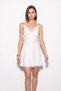 Women's Lace Detailed Rope Strap Side Tie Mini White Nightgown Dress - 3