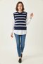 Women's Shirt Collar Sleeve Detailed Knitwear Sweater Navy Blue White - 3