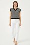 Women's Striped Knitwear Sweater Black Ecru - 7