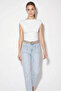 Women's Degaje Collar Lycra White Blouse with Side Gathered Detail - 3