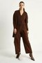 Women's High Waist Trousers Vest Cardigan Triple Knitwear Bitter Coffee Set - 4