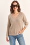 Women's V-Neck Lace Detailed Knitwear Beige Sweater - 6