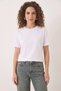 Women's Short Sleeve Cotton T-Shirt with Floral Accessories White - 7