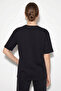 Women's Ethnic Patterned Bead Embroidered Print Detailed Oversize t Shirt Black - 5