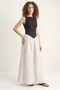 Women's Waist-Slit Polka Dot Maxi Black Dress with Pocket Detail - 2
