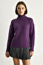 Women's Turtleneck Purple Sweater - 5
