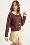 Women's Baby Collar Sleeve Detailed Knitwear Dark Burgundy Cardigan - 6