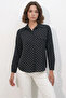 Women's Oversize Single Pocket Polka Dot Black Shirt
