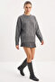 Women's Crew Neck Oversize Knitwear Anthracite Sweater - 3