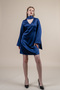 Women's Winter Navy Satin Scarf Detailed Long Sleeve Dress 50360 - 2