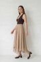 Women's Elastic Waist Crush Effect Lined Flounce Long Mink Skirt - 4