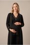 Women's Black Pajama Set with Buttons and Ribbed Sleeves for Maternity and Pregnancy - 6