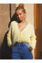 Women's V-Neck Openwork Patterned Buttoned Knitwear Cardigan - 3