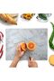 Glass Cutting Board 16"x12": Tempered Glass Kitchen Counter Protector - Durable- Scratch-Resistant, Heat-Proof - Design 3 - Grey Marble Effect
