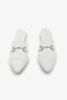 White Genuine Leather Buckle Women's Slippers - 6