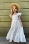 Girl's Bow Detailed Embroidered Scalloped Dress White