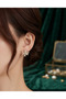 Rice gold color zircon stone bow model earrings. - 2
