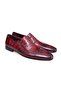 Burgundy Color Laceless Genuine Leather Leather Sole Men's Shoes